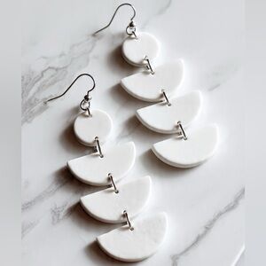 White Geometric Drop Four-Tier - Handmade Earrings